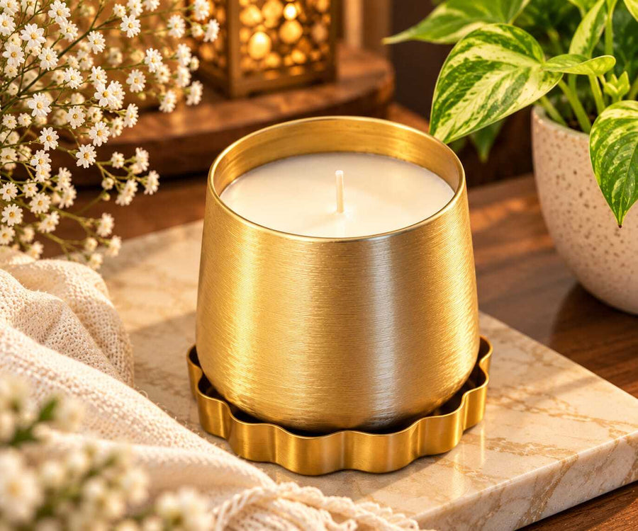 Golden Metal Luxe Jar Candle — view 2