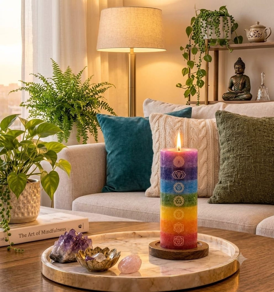 Seven Chakra Candles- Amethyst and tiger — view 2