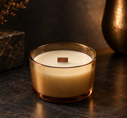 Midnight Amber Glass candle with wooden wick — image 1