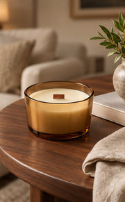 Midnight Amber Glass candle with wooden wick — image 3